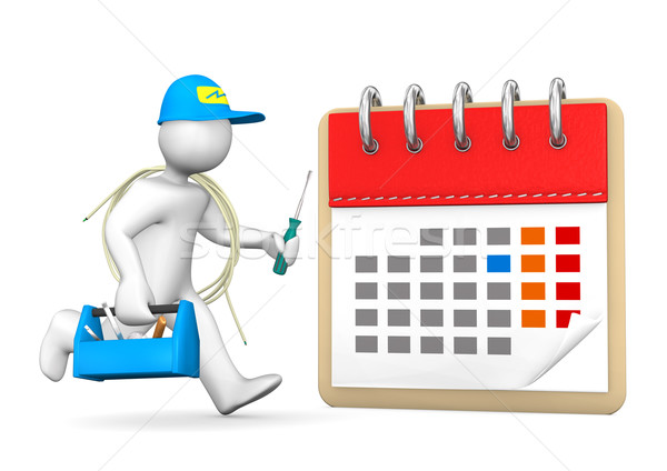 Funcţionare electrician calendar Unelte alb femeie Imagine de stoc © limbi007