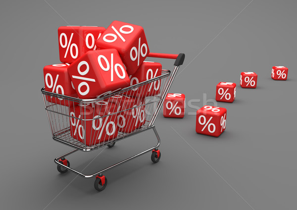 Shopping Cart Red Percent Cubes Stock photo © limbi007