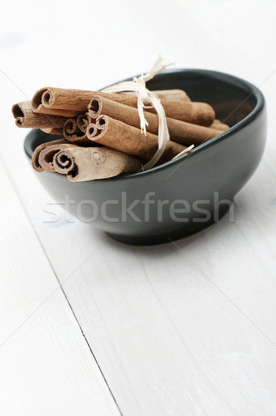 Canela negro taza mesa de madera diferente vista Foto stock © limpido