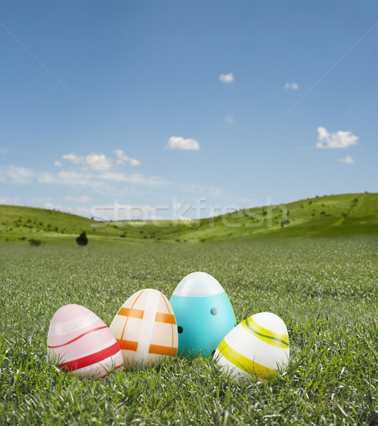 Huevos de Pascua colorido hierba alimentos chocolate huevo Foto stock © limpido