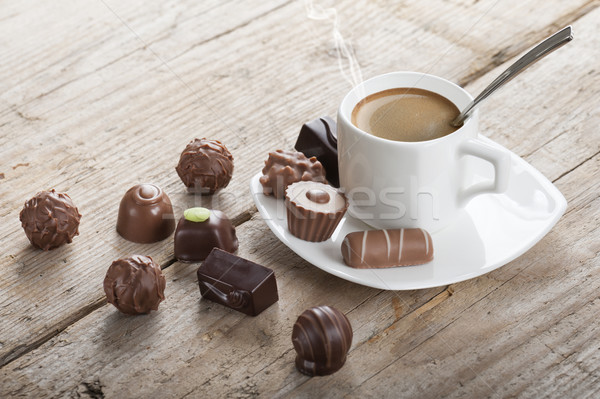 Stok fotoğraf: şekerleme · fincan · kahve · çikolata · tatil · tatlı