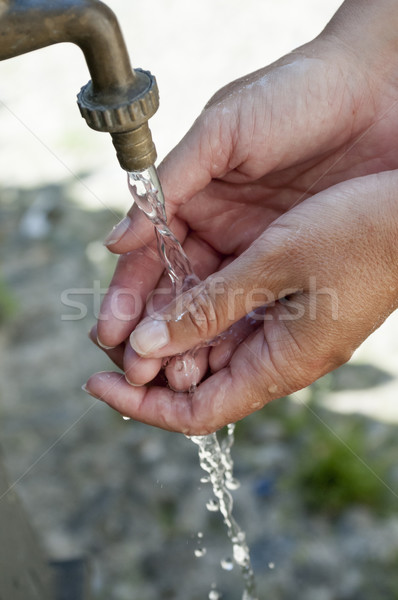 Agua manos alimentos mano naturaleza beber Foto stock © limpido