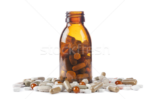 Pastillas botella variedad salud blanco enfermos Foto stock © limpido