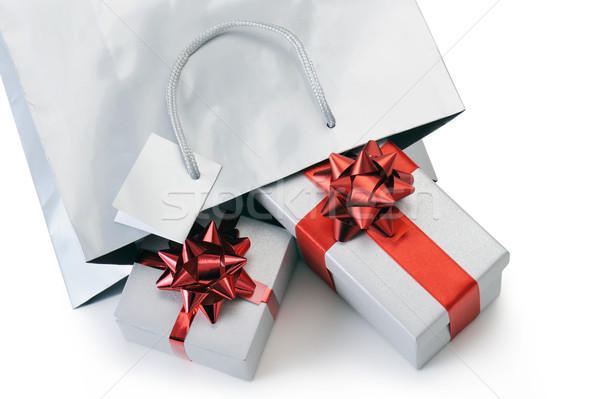Caja de regalo bolsa de la compra blanco amor cumpleanos fondo Foto stock © limpido