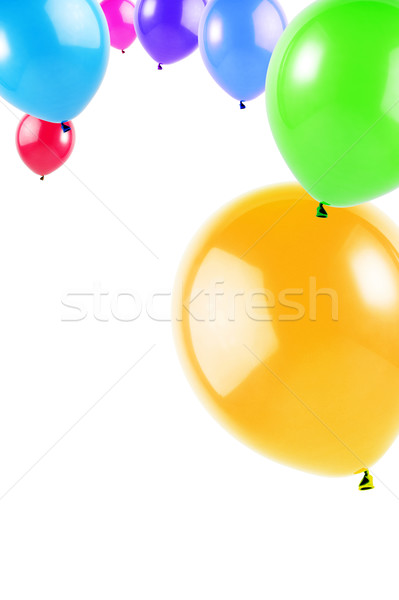 Foto stock: Balões · colorido · voador · isolado · branco · vertical