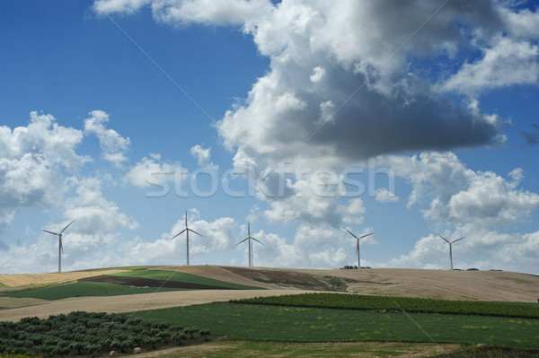 Turbina eolica panorama energia nube potere Foto d'archivio © limpido