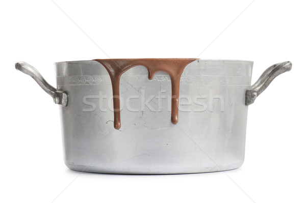 Warme chocolademelk oude aluminium pot hot gesmolten Stockfoto © limpido
