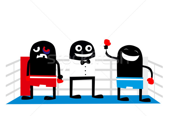 Câştigător desen animat bărbaţi succes luptă Imagine de stoc © lindwa