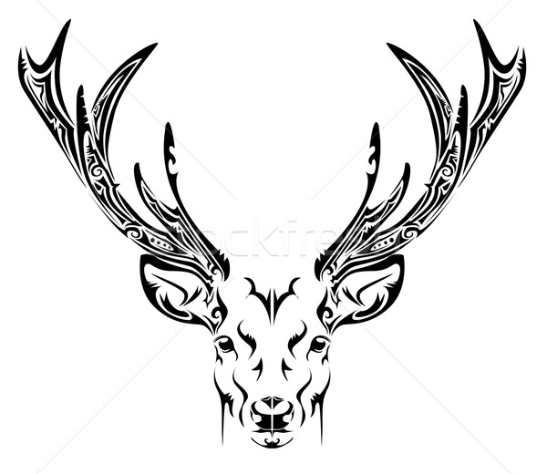 Stock photo: Abstract deer head tribal tattoo