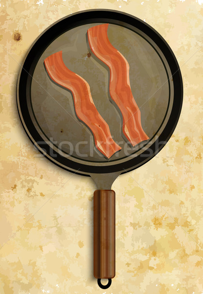 Szalonna serpenyő művészet tányér hús reggeli Stock fotó © lindwa