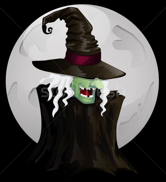 Halloween bruja luz noche oscuro Cartoon Foto stock © lindwa