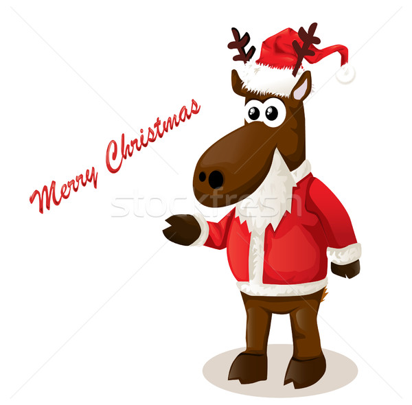 Rajz karácsony rénszarvas művészet vicces állat Stock fotó © lindwa