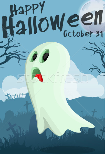Сток-фото: Хэллоуин · Cartoon · Ghost · лице · смерти · смешные