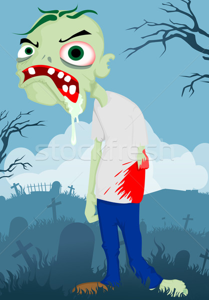 Сток-фото: Cartoon · зомби · пейзаж · фон · ночь · смерти