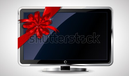 LCD TV with red bow  Stock photo © lindwa