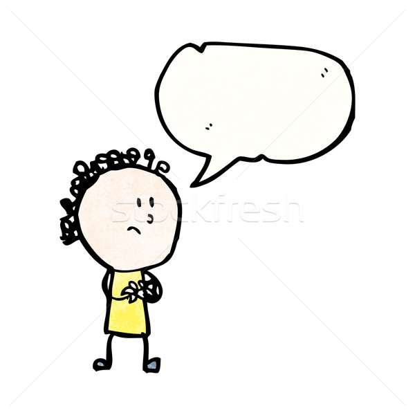 cartoon nervous woman with speech bubble Stock photo © lineartestpilot