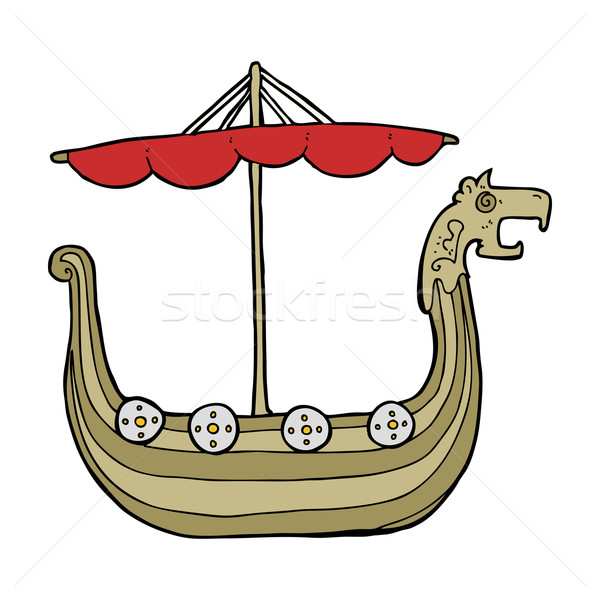 Cartoon viking navire main design bateau [[stock_photo]] © lineartestpilot