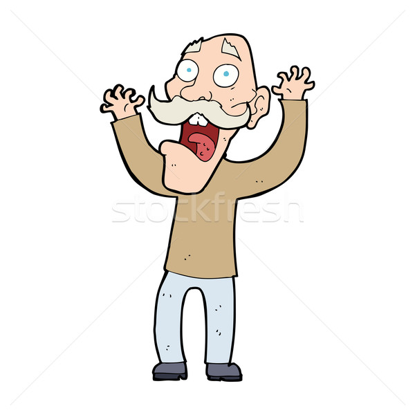 Cartoon oude man schrik hand man ontwerp Stockfoto © lineartestpilot