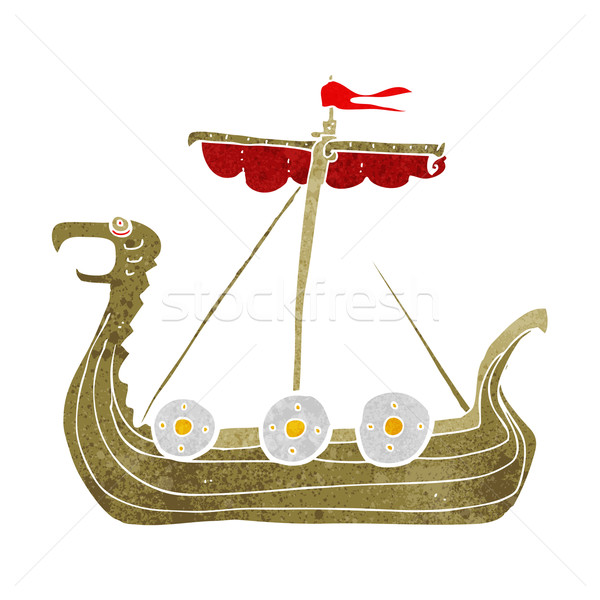 Cartoon wiking statku projektu sztuki łodzi Zdjęcia stock © lineartestpilot