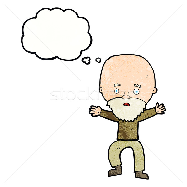 cartoon panicking old man with thought bubble Stock photo © lineartestpilot