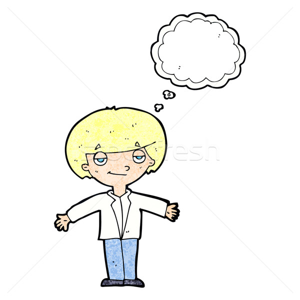 cartoon smug boy with thought bubble Stock photo © lineartestpilot