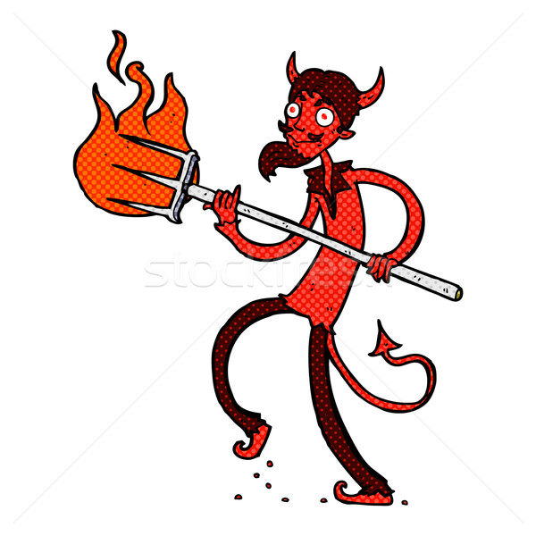 comic cartoon devil with pitchfork Stock photo © lineartestpilot