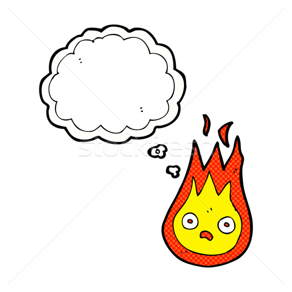 Cartoon amichevole palla di fuoco bolla di pensiero mano design Foto d'archivio © lineartestpilot