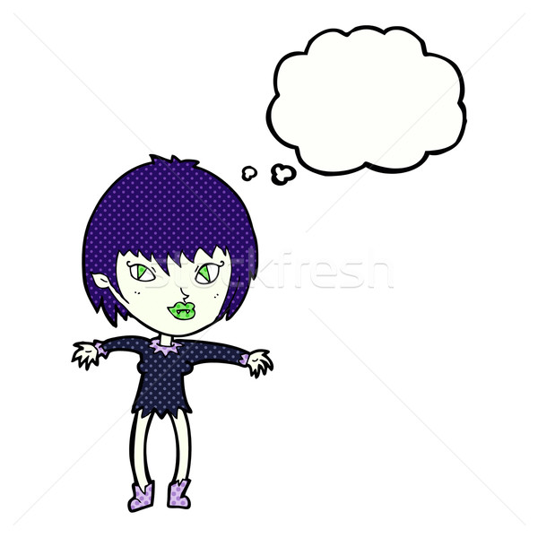 Cartoon vampire fille bulle de pensée femme main Photo stock © lineartestpilot