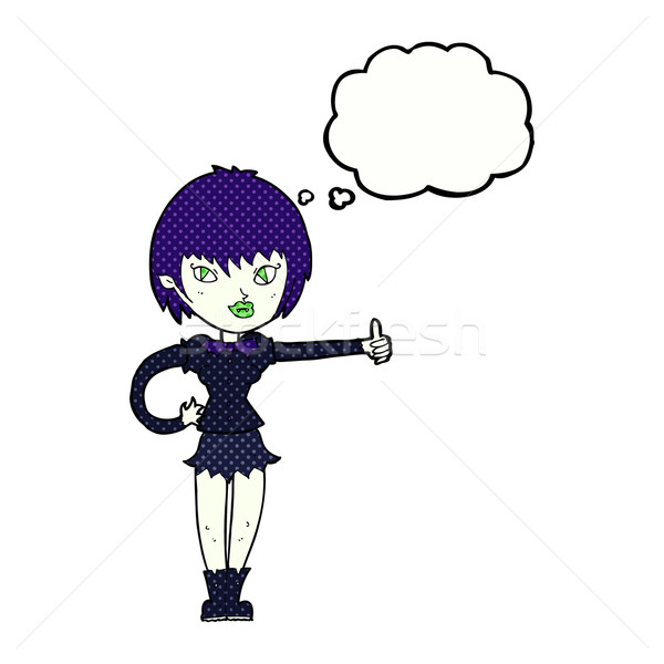 cartoon vampire girl giving thumbs up sign with thought bubble Stock photo © lineartestpilot