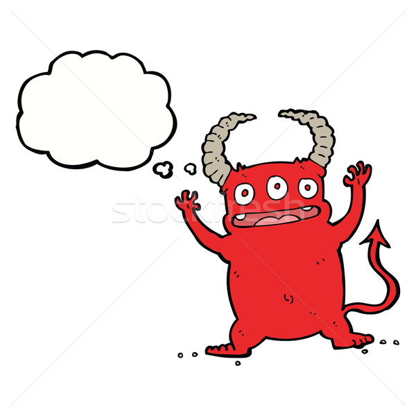 Desen animat diavol bule gandire mână proiect Imagine de stoc © lineartestpilot