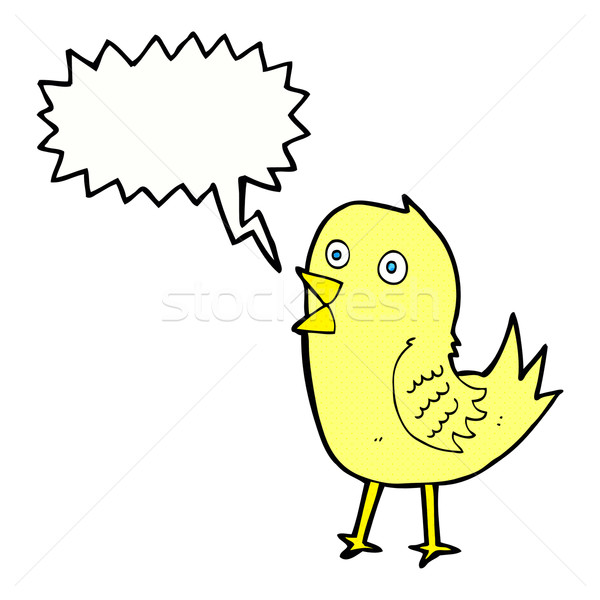 cartoon tweeting bird with speech bubble Stock photo © lineartestpilot