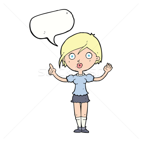 Desenho animado menina pergunta balão de fala mulher Foto stock © lineartestpilot