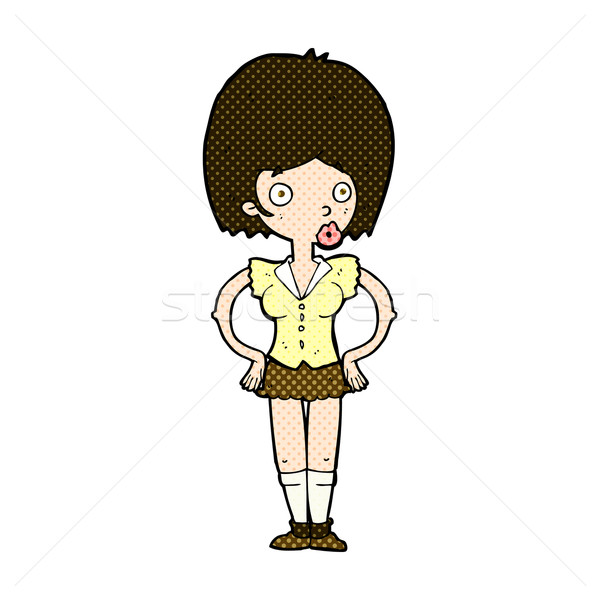 Dessinées cartoon femme mains hanches rétro [[stock_photo]] © lineartestpilot