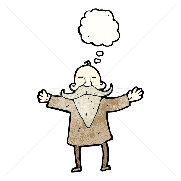 Vieillard barbe homme rétro pense dessin [[stock_photo]] © lineartestpilot