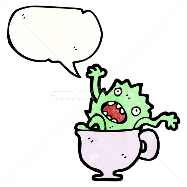 Karikatür canavar çay fincanı sanat çay Retro Stok fotoğraf © lineartestpilot