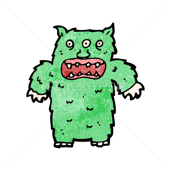 Cartoon poilue monstre art rétro dessin [[stock_photo]] © lineartestpilot