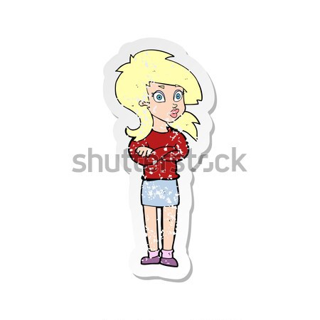 Stock photo: cartoon woman with crossed arms and safety goggles