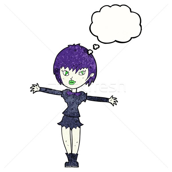 Desenho animado vampiro menina balão de pensamento mão projeto Foto stock © lineartestpilot