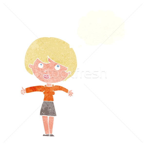 cartoon woman giving thumbs up with thought bubble Stock photo © lineartestpilot