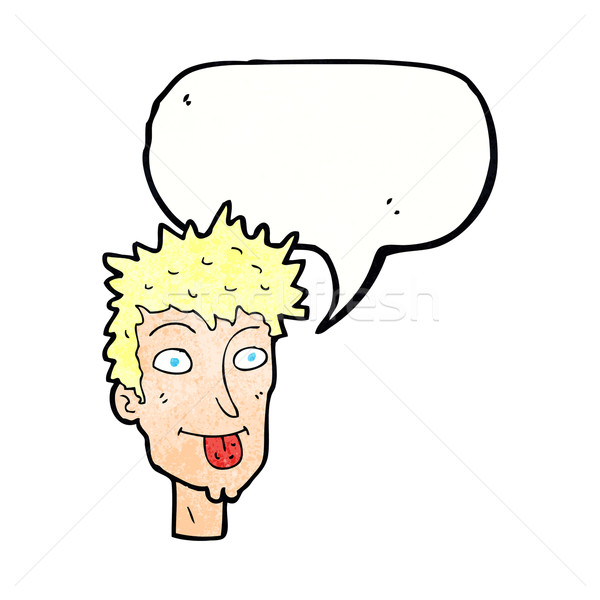 cartoon man sticking out tongue with speech bubble Stock photo © lineartestpilot