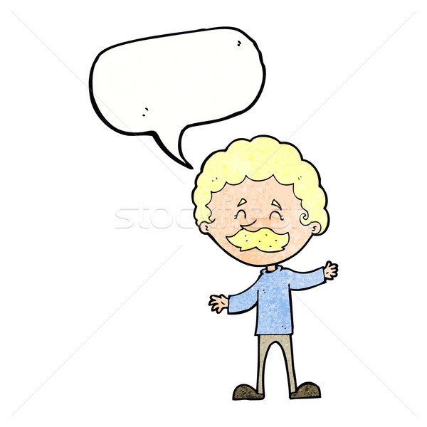 cartoon happy man with mustache with speech bubble Stock photo © lineartestpilot