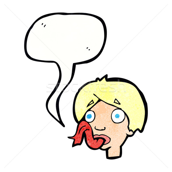 cartoon head sticking out tongue with speech bubble Stock photo © lineartestpilot