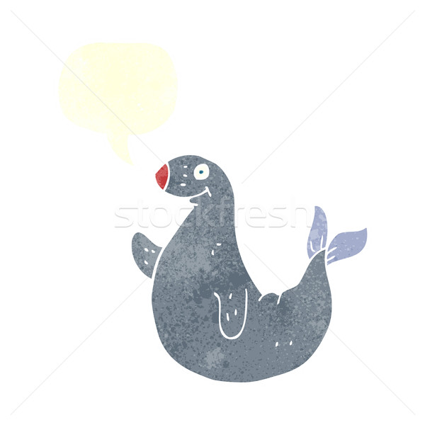 cartoon seal with speech bubble Stock photo © lineartestpilot