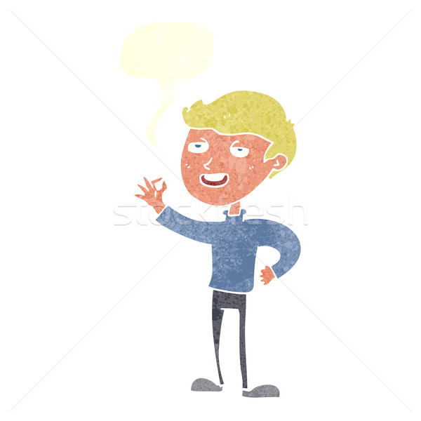 cartoon man making excellent gesture with speech bubble Stock photo © lineartestpilot