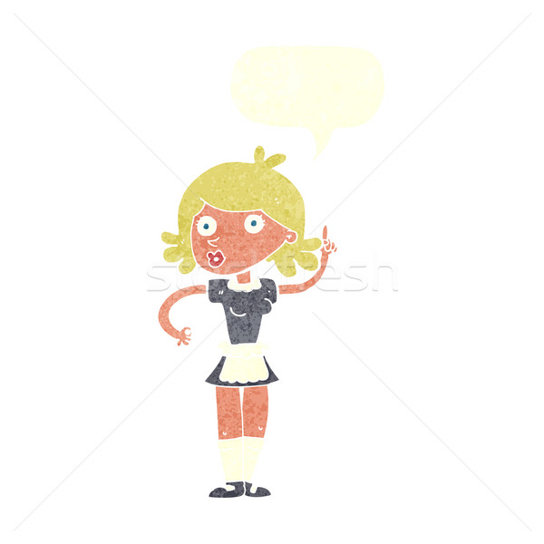Desen animat uimit servitoare bule de vorbire mână proiect Imagine de stoc © lineartestpilot