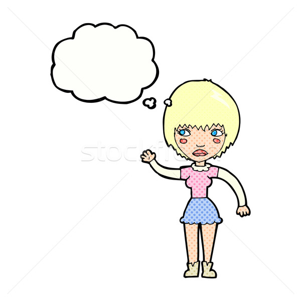 cartoon waving woman with thought bubble Stock photo © lineartestpilot