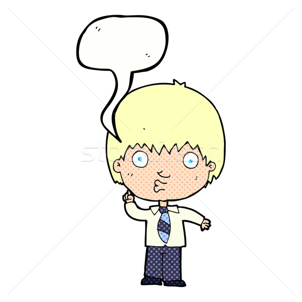cartoon school boy answering question with speech bubble Stock photo © lineartestpilot