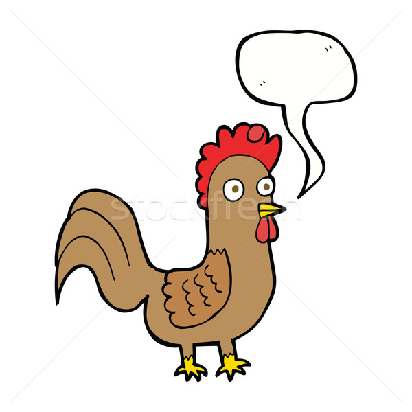 cartoon rooster with speech bubble Stock photo © lineartestpilot