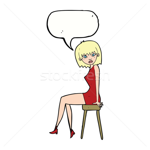 Cartoon женщину сидят стул речи пузырь стороны Сток-фото © lineartestpilot