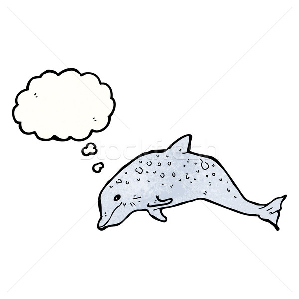 Cartoon delfino bolla di pensiero mano felice disegno Foto d'archivio © lineartestpilot
